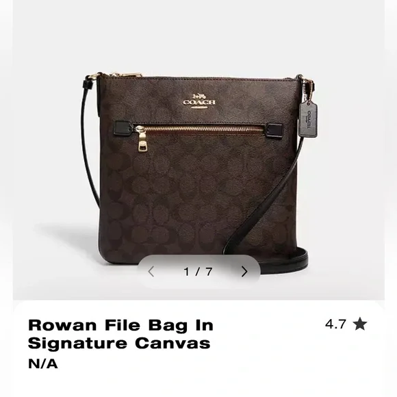 Authentic COACH Rowan File Bag In Signature Canvas 
-Crossbody Bag - Picture 6 of 10